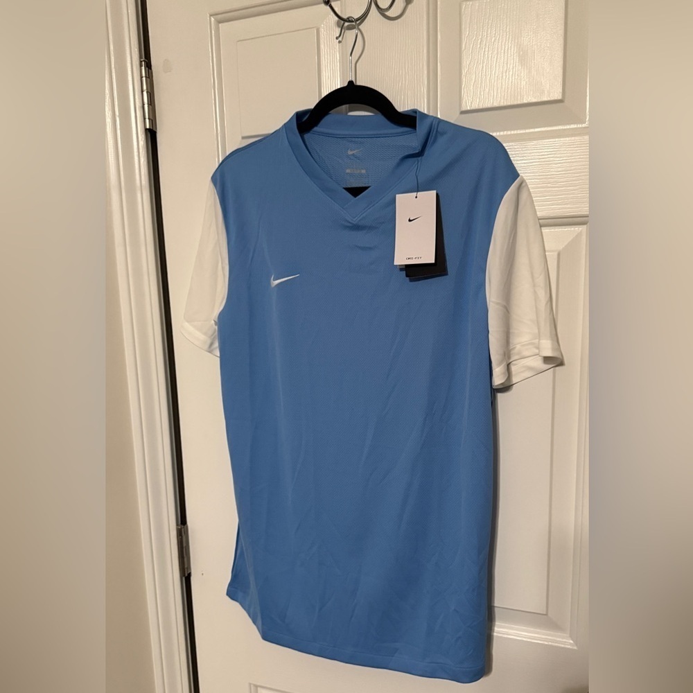 Nike US Short Sleeve Tiempo Premier II Soccer Jersey Light Blue SLIM fit - Picture 2 of 7
